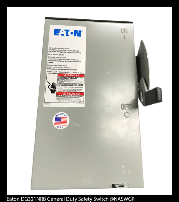 Eaton DG321NRB General Duty Safety Switch - 30A/240V/3P/N3R - Unused