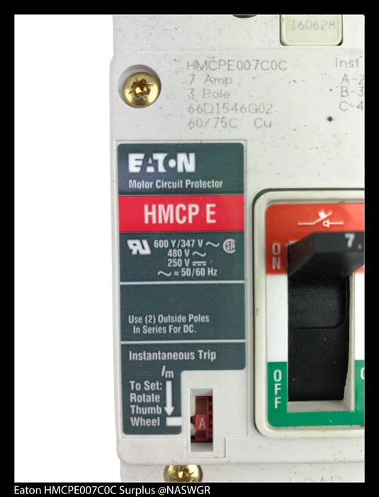Eaton HMCPE007C0C Motor Circuit Protector - 7 Amp - Unused
