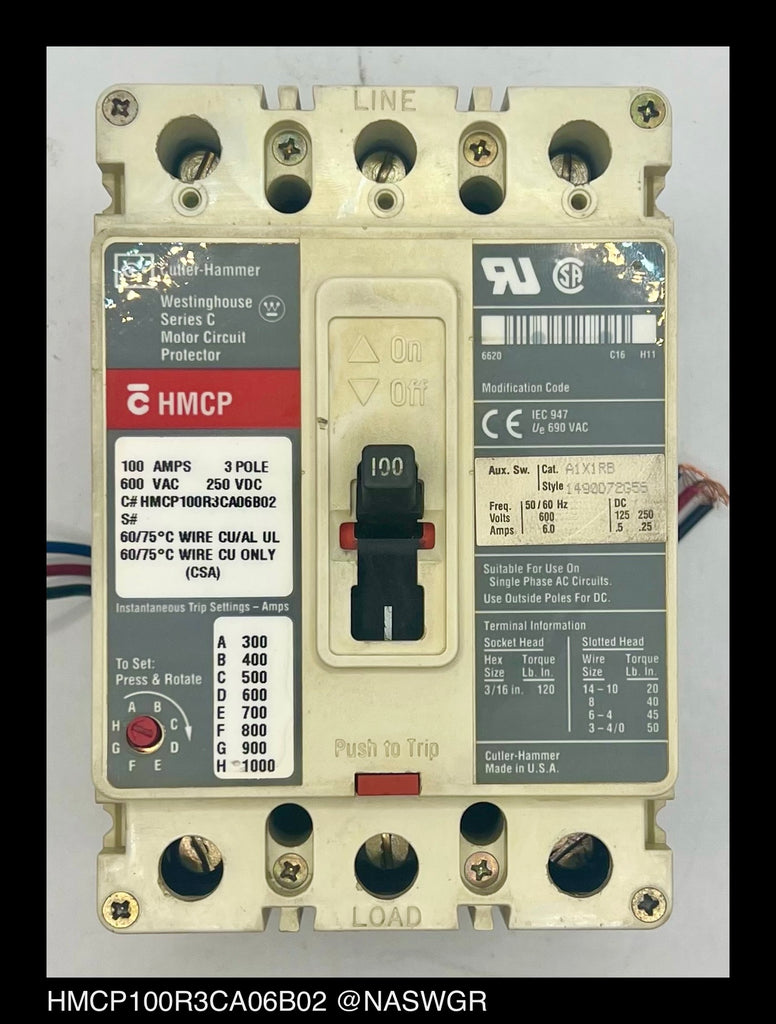 Cutler Hammer HMCP100R3CA06B02 Motor Circuit Protector - 100 Amp
