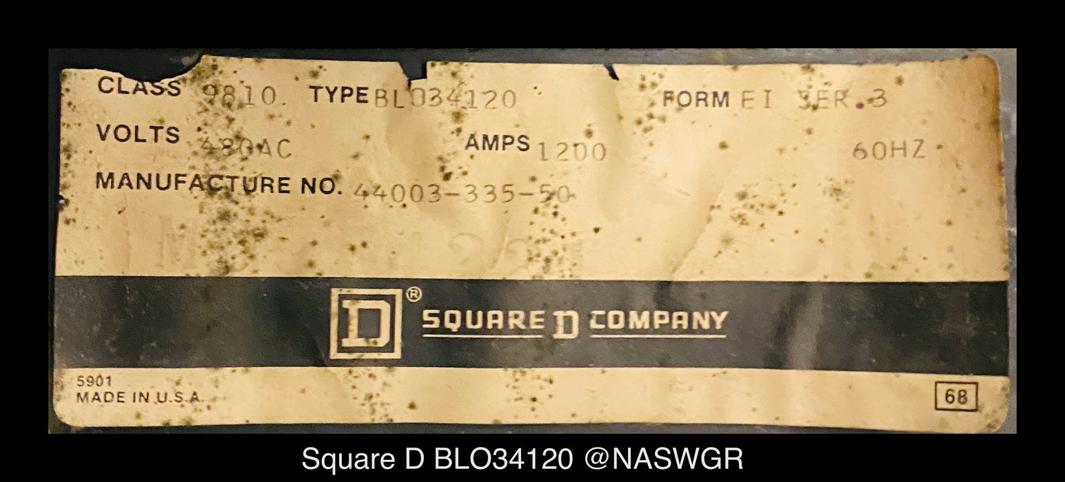 Square D Bolt-Loc BLO34120 Bolted Pressure Contact Switch - 1200 Amp