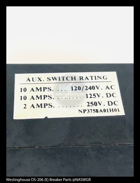 Westinghouse DS-206 (E) Breaker Replacement Auxiliary Switch Assembly - P/N: 697B536G04