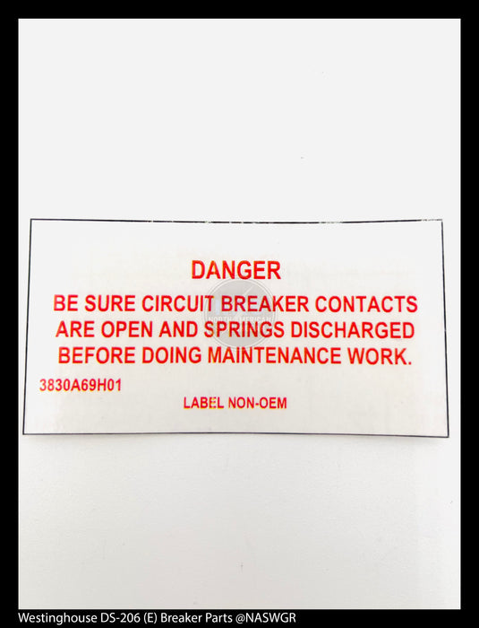 Westinghouse DS-206 (E) Breaker Label Kit
