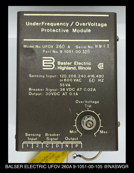 UFOV 260A / 9-1051-00-105 ~ Balser Electric UFOV 260A/9-1051-00-105 Protective Module