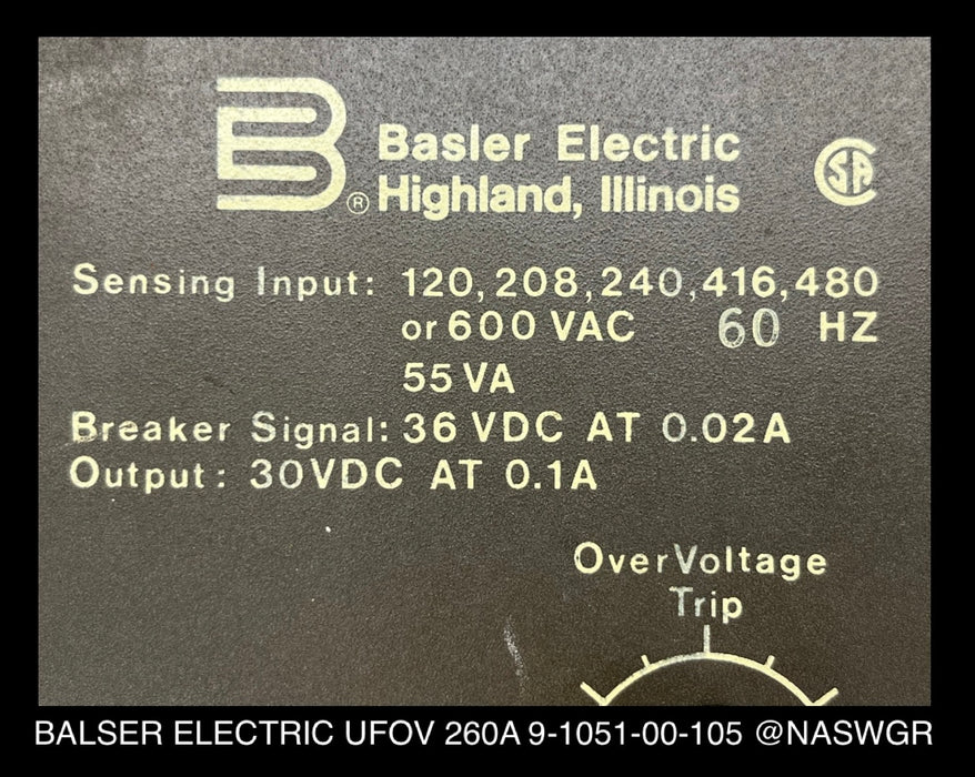 UFOV 260A / 9-1051-00-105 ~ Balser Electric UFOV 260A/9-1051-00-105 Protective Module