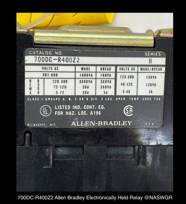 700DC-R400Z2 ~ Allen Bradley 700DC-R400Z2 Electrically Held Relay