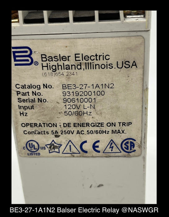 BE3-27-1A1N2 ~ Balser Electric BE3-27-1A1N2 Under Voltage Relay