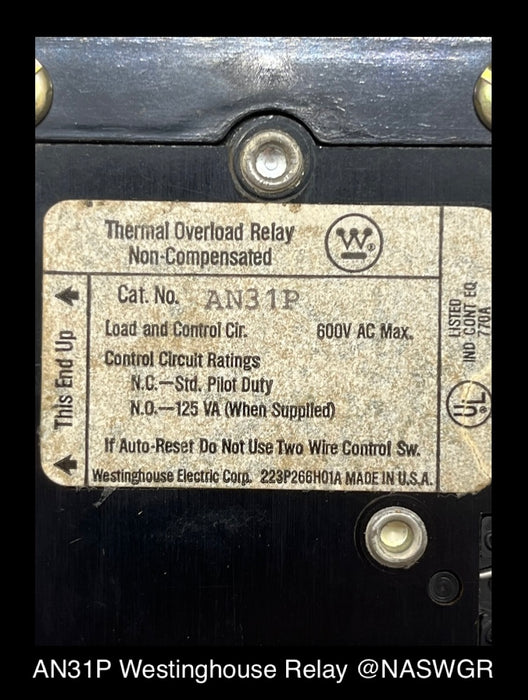 AN31P ~ Westinghouse AN31P Thermal Overload Relay