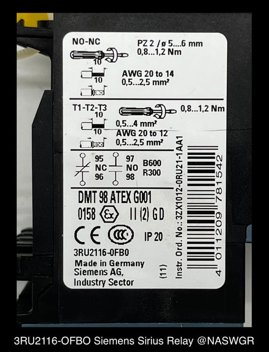 3RU2116-OFBO ~ Siemens 3RU2116-OFBO Sirius Relay