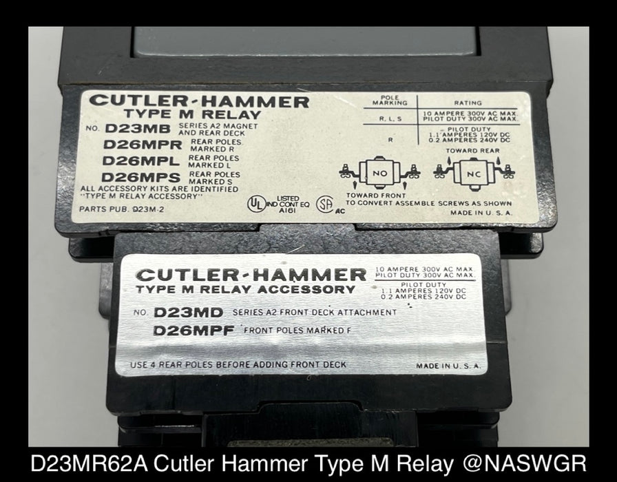 D23MR62A ~ Cutler Hammer D23MR62A Type M Relay