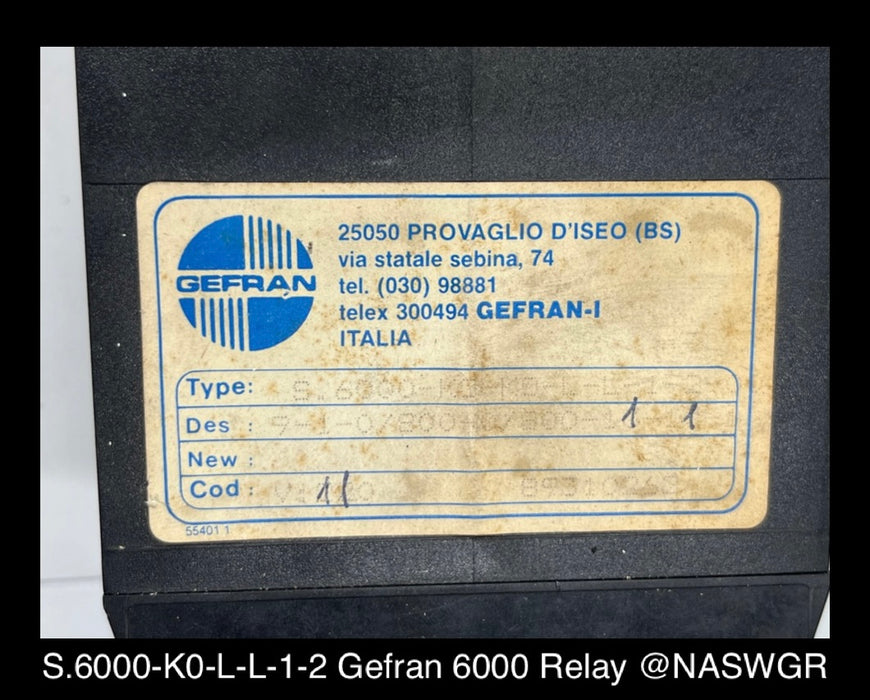 S.6000-K0-L-L-1-2 ~ Gefran S.6000-K0-L-L-1-2 6000 Relay