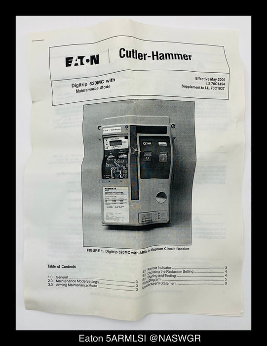 Eaton 5ARMLSI Digitrip 520MC Kit Style 2A11799G34 - Unused/ 1 Year Warranty