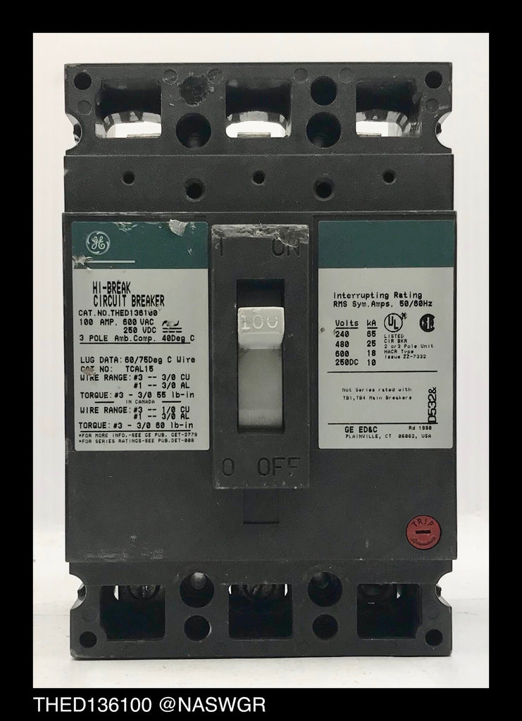 General Electric THED136100 Molded Case Circuit Breaker - 100 Amp