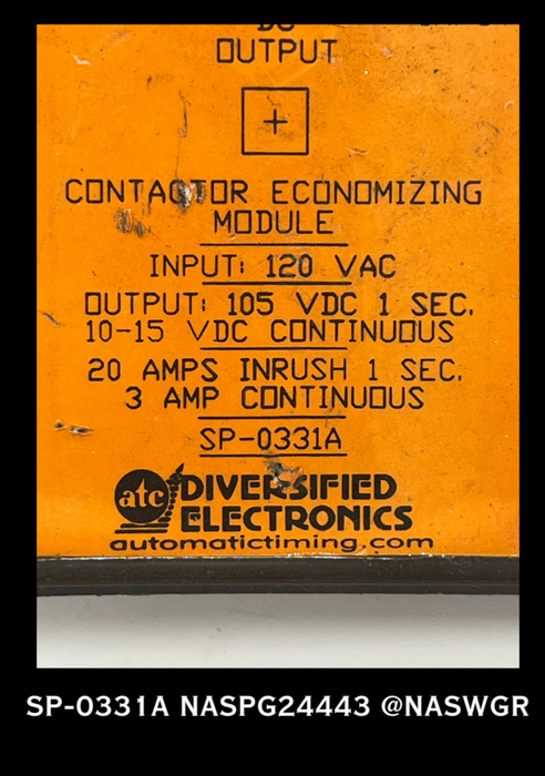 SP-0331A - Diversified Electric - SP-0331A Contactor Economizing Module
