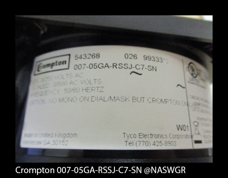 007-05GA-RSSJ-C7-SN - Crompton - 600 Volts Meter