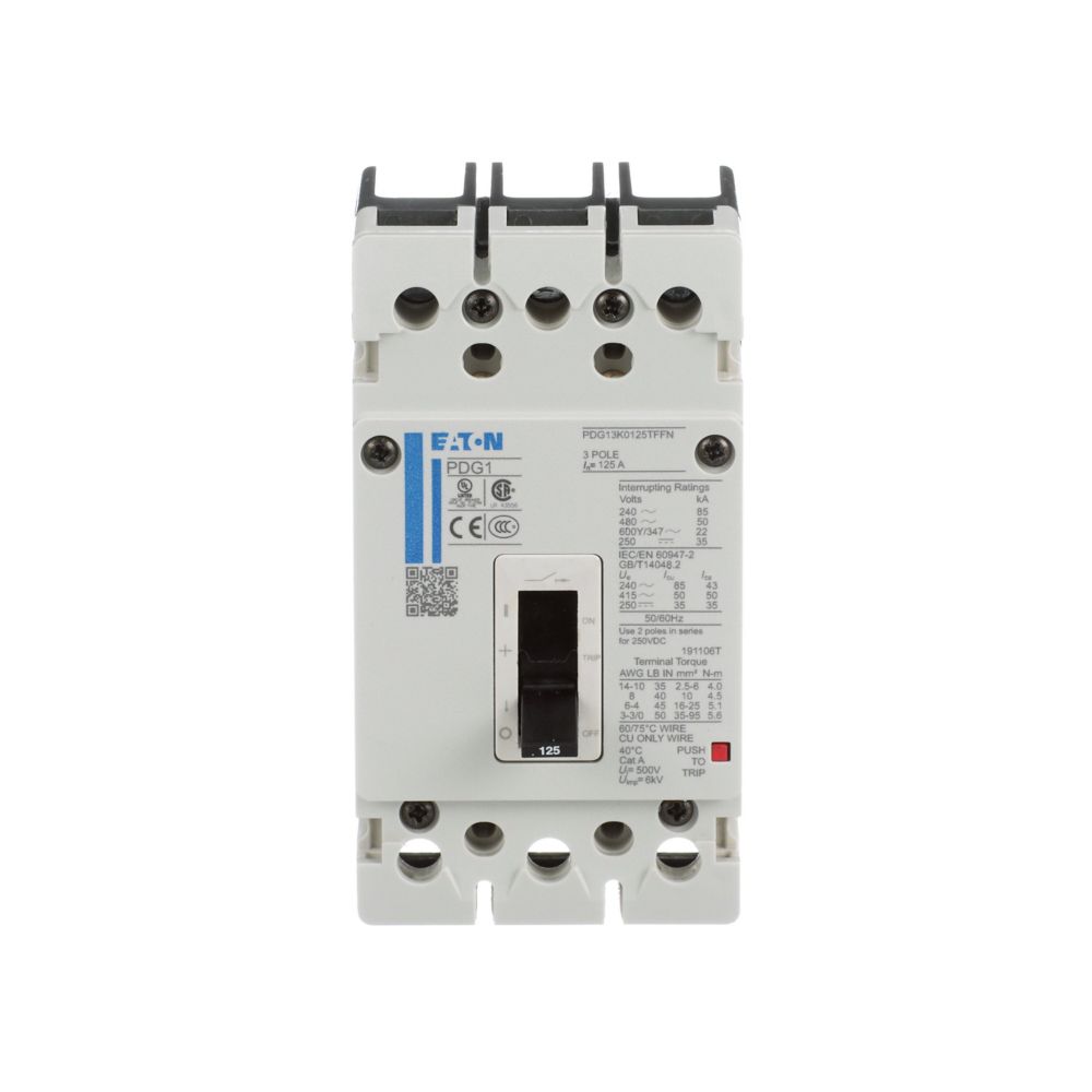Factory New Eaton Power Defense PDG13F0125TFFJ Molded Case Circuit Breaker 125 Amps