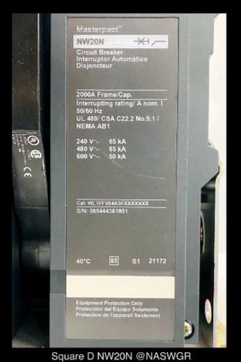 Square D MasterPact NW20N Breaker (M/O,B/I) - 2000 Amp