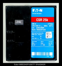 Eaton MBE2040PV200TF Solar Power Meter Breaker - 200A/240v/N3R - Unused