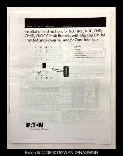 Eaton NDC3800T52WPN Molded Case Circuit Breaker - 800 Amp - Unused/1Yr Warranty