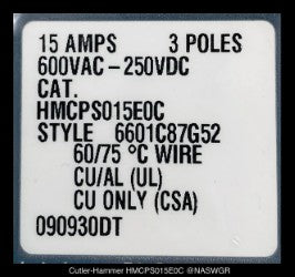 Cutler Hammer HMCPS015E0C Motor Circuit Protector - 15 Amp - Tested/1Yr Warranty