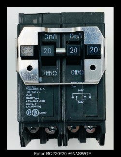 Eaton BQ220220 BR Loadcenter CTL Plug-On Breaker - 20 Amp - Unused - Lot of 5