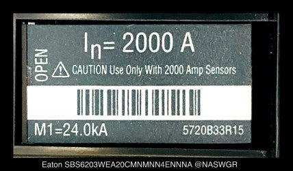 Eaton Magnum SB SBS6203W Breaker (M/O,D/O) - 2000 Amp - Unused