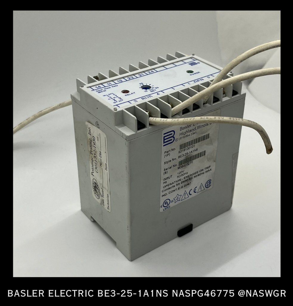 Basler Electric BE3-25-1A1N5, 9319100101 Sync-Check Relay - 120vAC