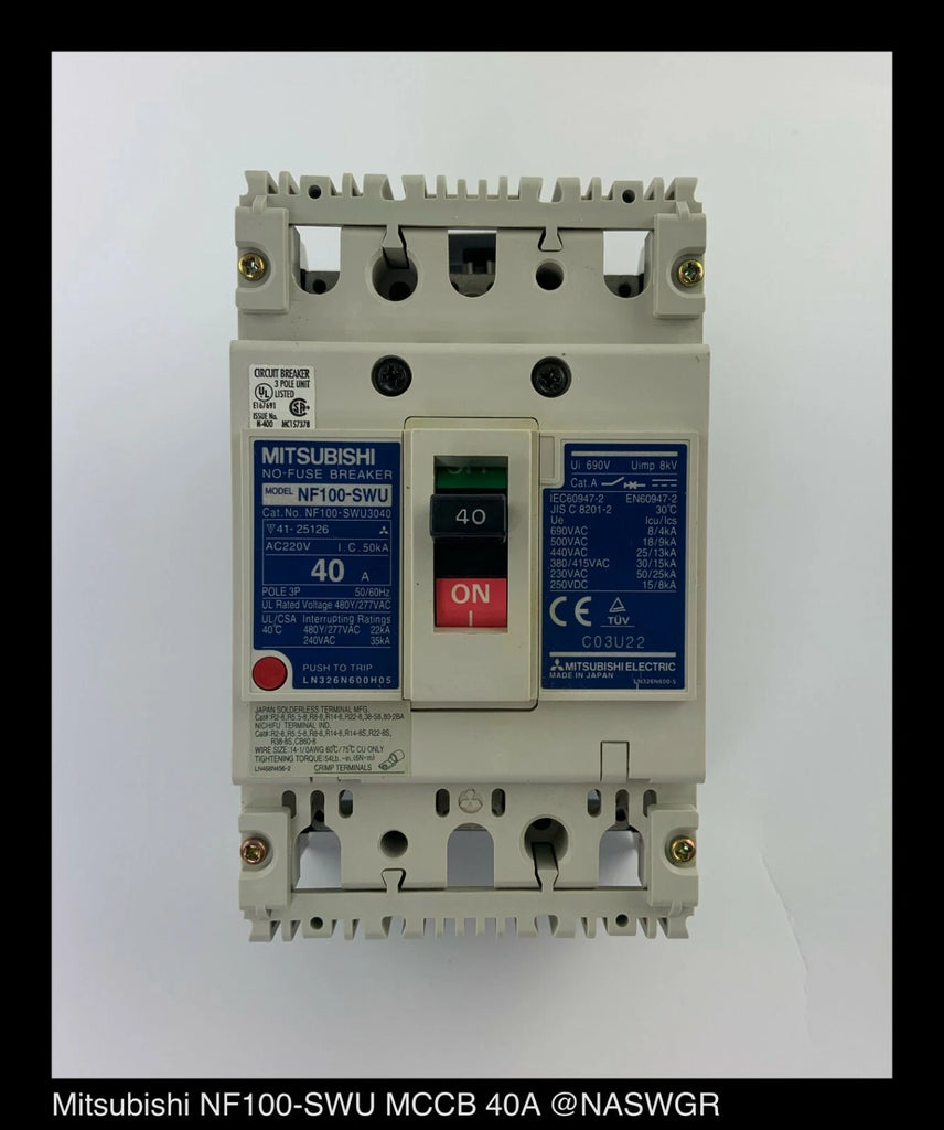 Mitsubishi NF100-SWU3040 No-Fuse Circuit Breaker - 40 Amp - Unused Surplus