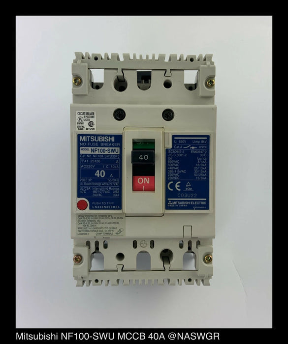 Mitsubishi NF100-SWU3040 No-Fuse Circuit Breaker - 40 Amp - Unused Surplus
