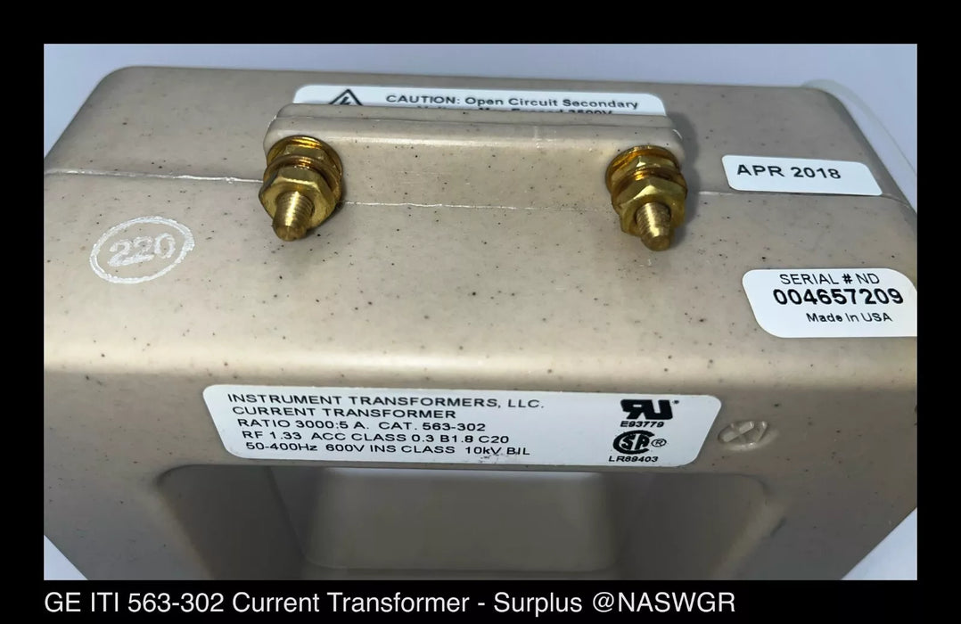 GE ITI 563-302 - Indoor Current Transformer 3000:5A/600V - Unused Surplus
