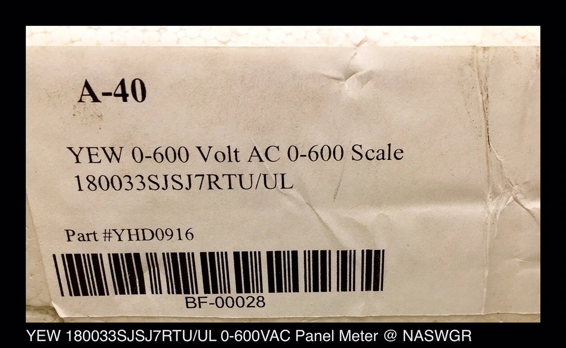 YEW 180033SJSJRTU/UL - 4" Vertical Panel Meter - 0-600V, AC