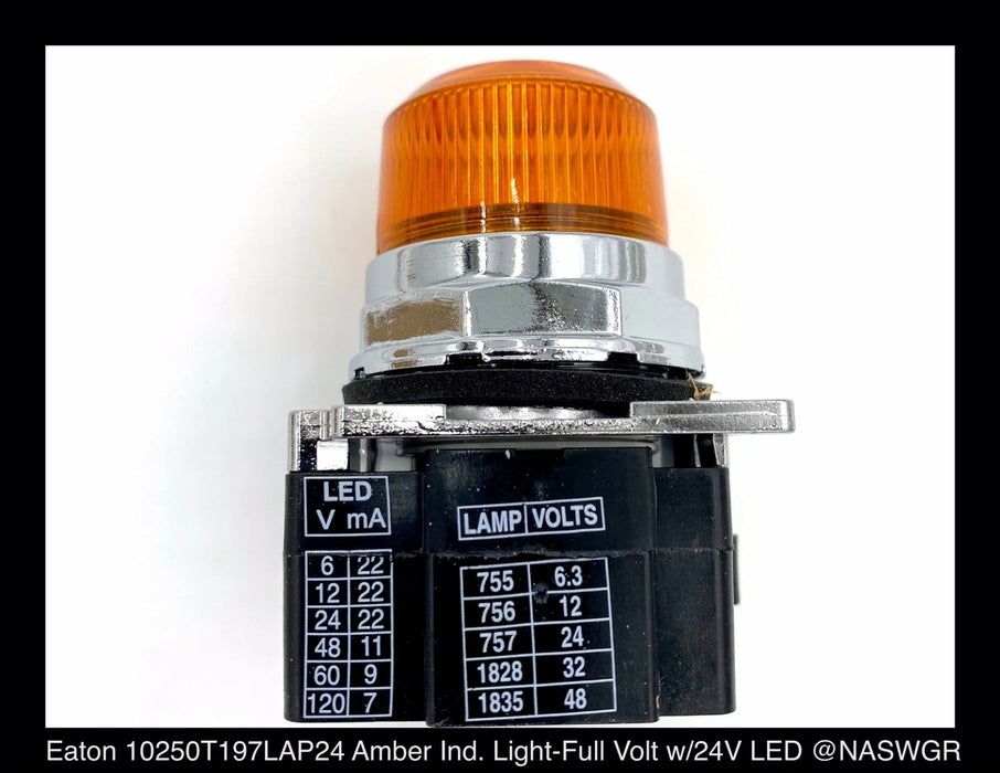 Eaton 10250T197LAP24 Amber/Orange Pilot Light Full Voltage - Surplus