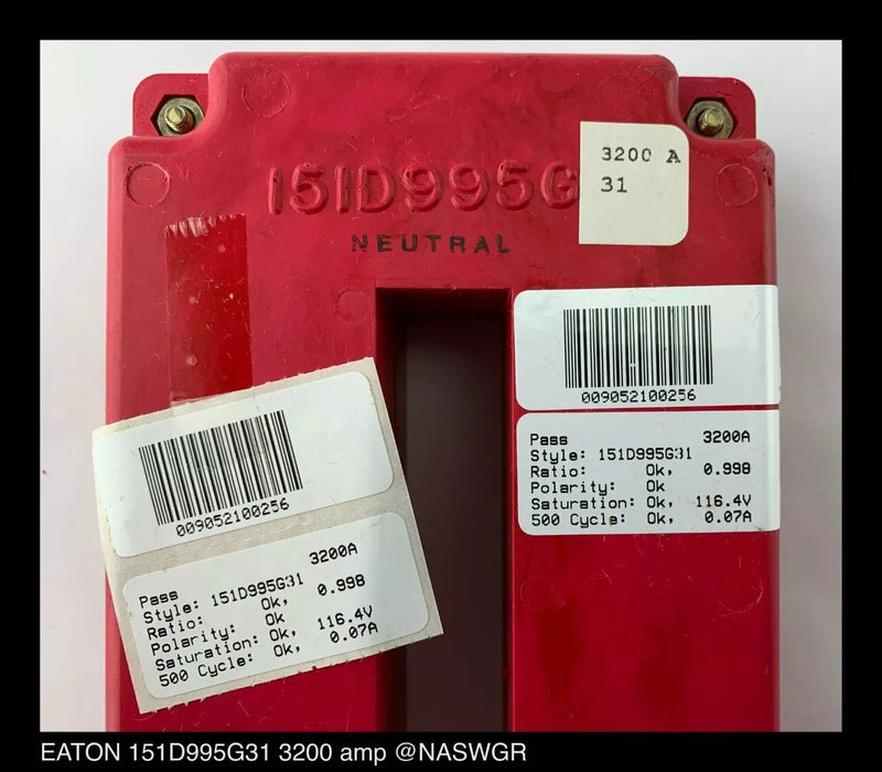 EATON Cutler-Hammer 151D995G31 Neutral Current Transformer 3200 amp