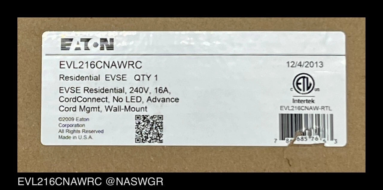 EVL216CNAWRC - Eaton EVL216CNAWRC Electrical Vehicle Supply Equipment - Surplus