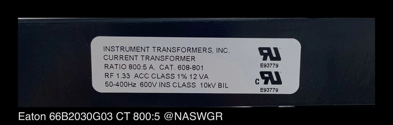 Eaton M080-801 Split Core Current Sensor - 800:5 - Unused Surplus