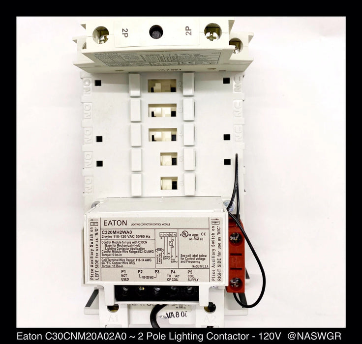 Eaton C30CNM20AC2A0 Mech Held Lighting Contactor - 120V, 120V - Unused Surplus