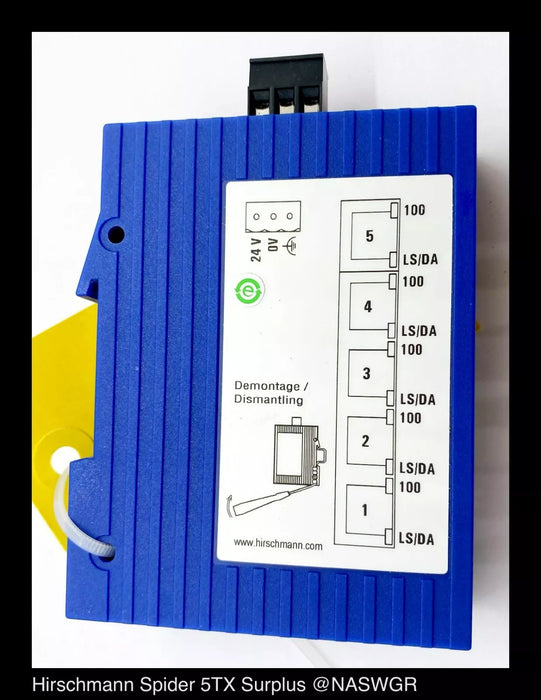 Hirschmann Spider 5TX - Ethernet Rail Switch, 5 Port, Unmanaged, 24 VDC, 100mA