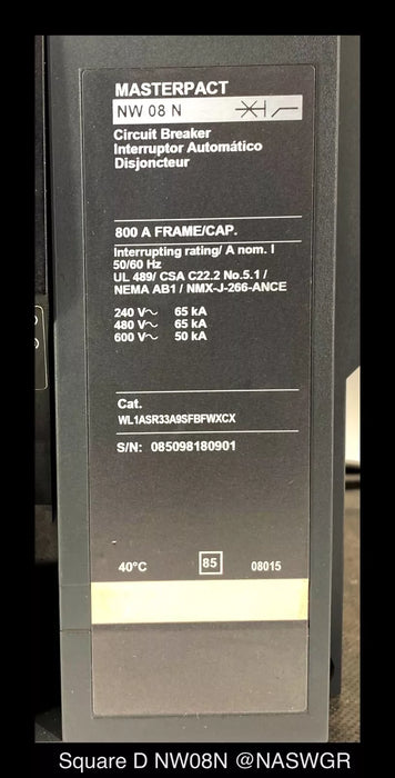 Square D MasterPact NW08N Circuit Breaker - 400 Amp