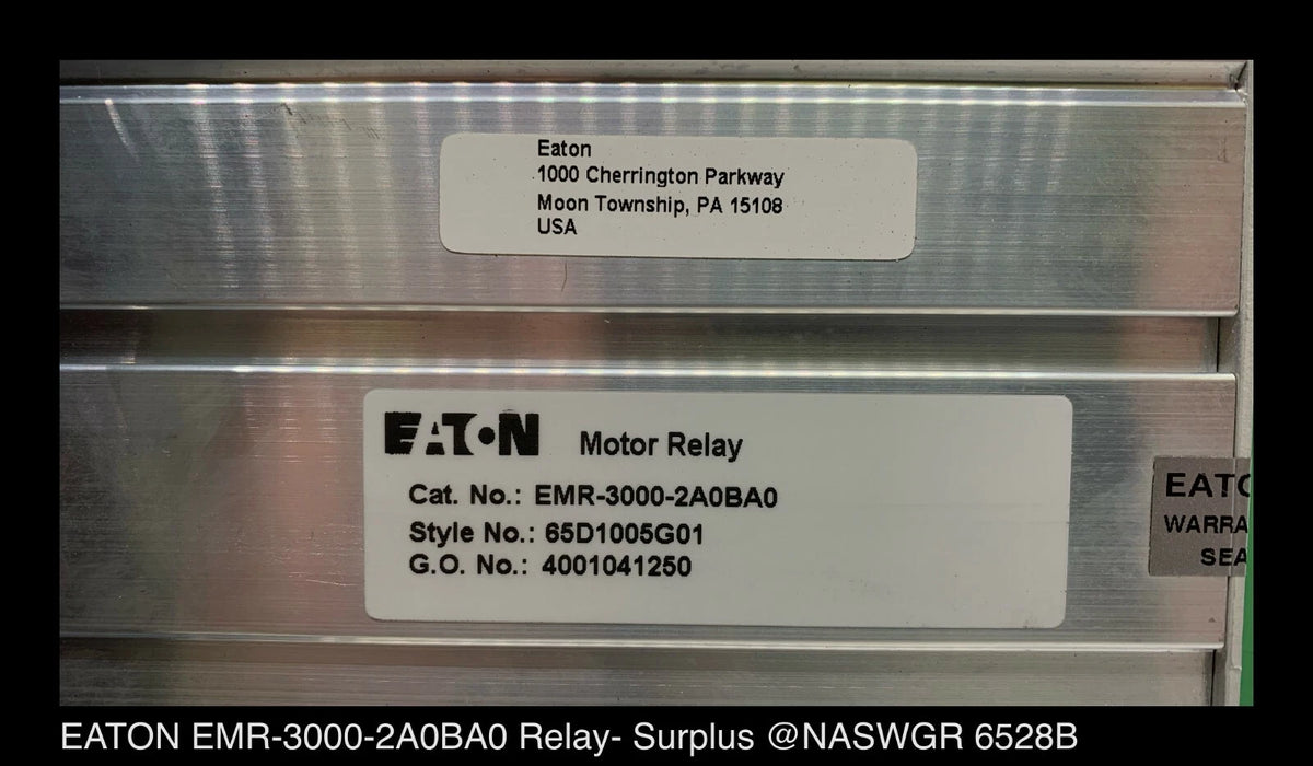 Eaton EMR-3000-2A0BA0 Motor Relay Style# 65D1005G01 - Surplus