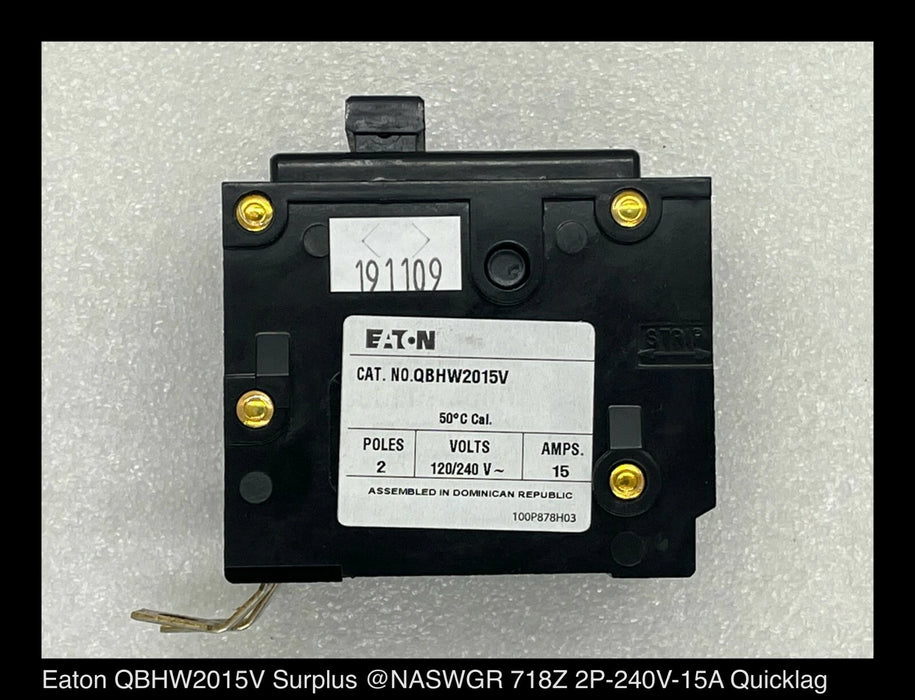 Eaton QBHW2015V Quicklag Molded Case Circuit Breaker - 15 Amp - Unused