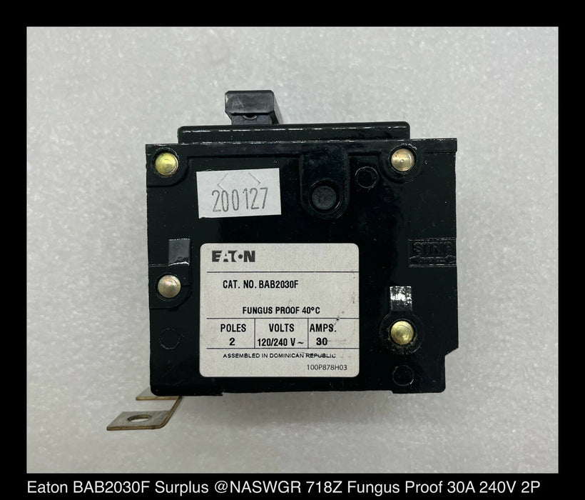 Eaton BAB2030F Quicklag Molded Case Circuit Breaker - 30 Amp - Unused