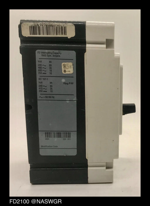 Eaton FD2100 Molded Case Circuit Breaker - 100 Amp