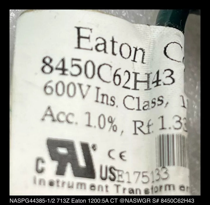 Eaton 8450C62H43 1200:5A Current Transformer - 600V Surplus
