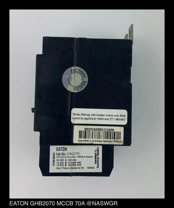 Eaton GHB2070 Molded Case Circuit Breaker - 70 Amp - Unused Surplus