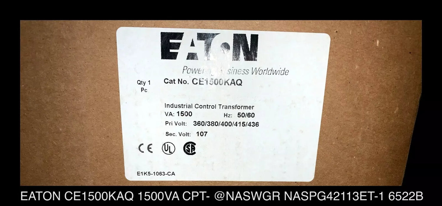 Eaton CE1500KAQ Industrial Control Transformer 1.5KVA - Factory Surplus