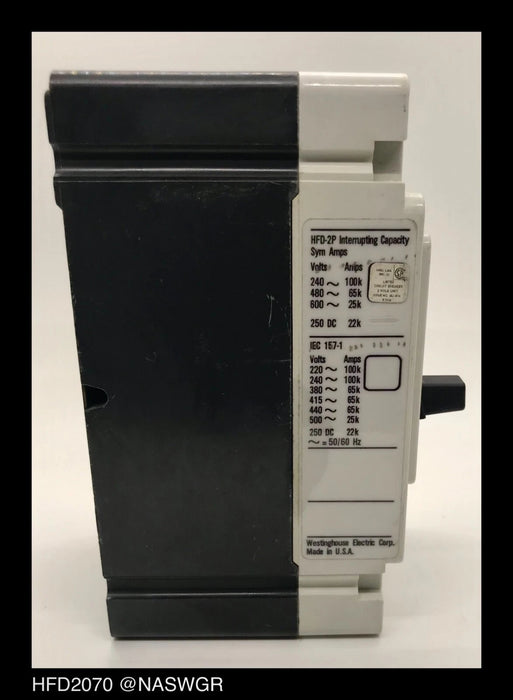 Westinghouse HFD2070 Molded Case Circuit Breaker - 70 Amp