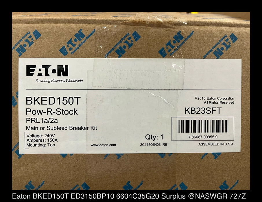 Eaton BKED150T Main or Subfeed Breaker Kit 150A - ED3150BP10 - Surplus