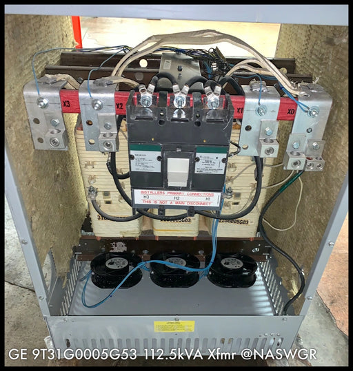 GE 9T31G0005G53 112.5kVA K-Factor Transformer - 480V-208/120Y Primary Switch