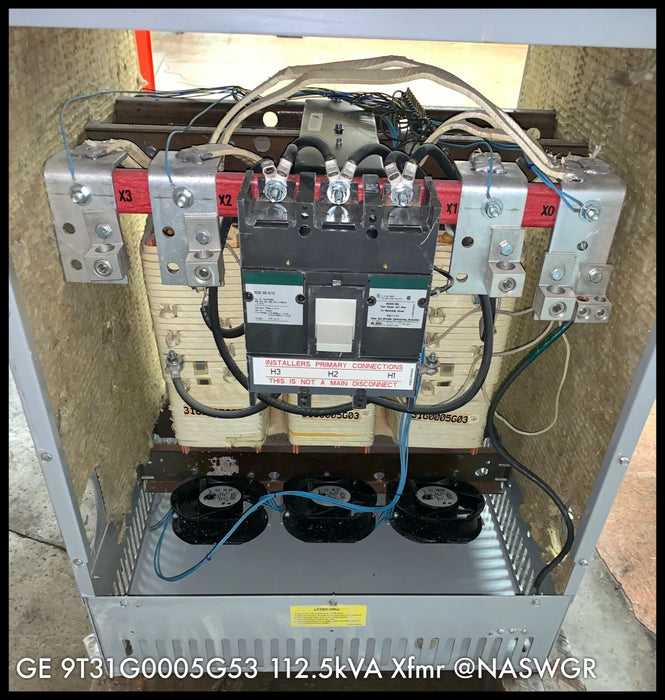 GE 9T31G0005G53 112.5kVA K-Factor Transformer - 480V-208/120Y Primary Switch