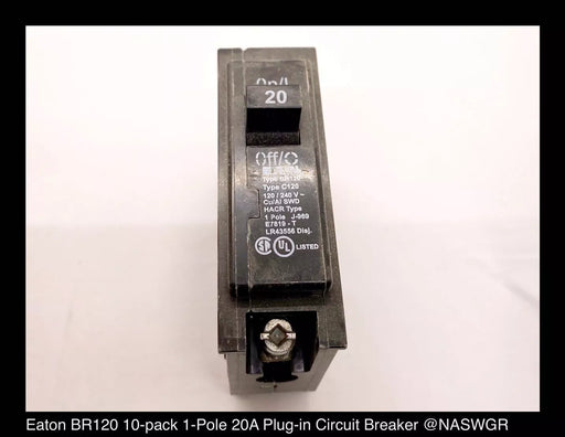 Eaton BR120 Molded Case Circuit Breaker - 20 Amp - 10 Pack - Unused Surplus