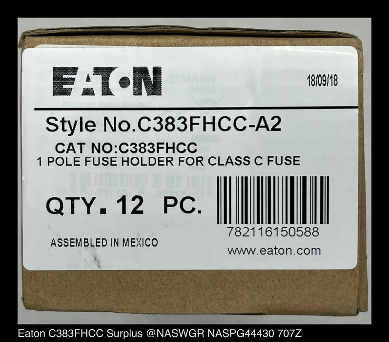 Eaton C383FHCC 1 Pole Fuse Holders for Class C Fuse - Sleeve of (12) 30A